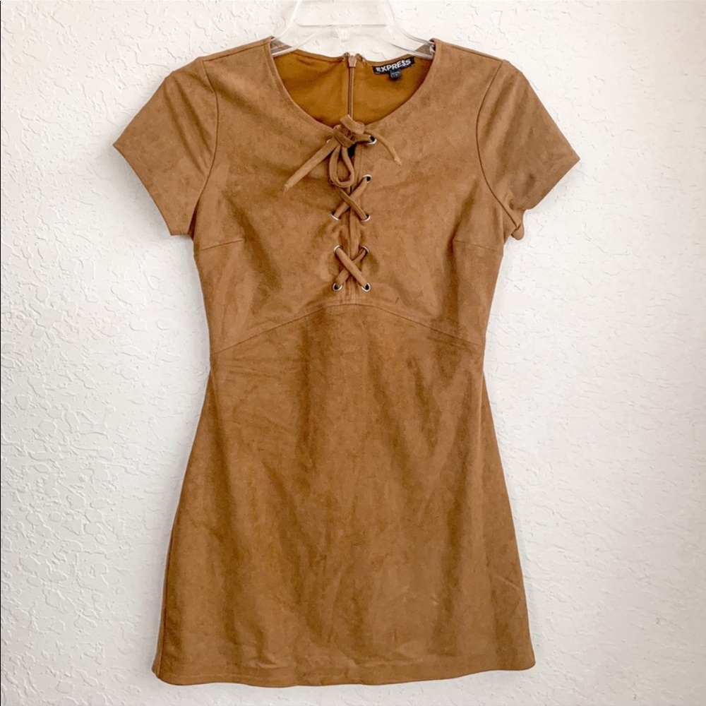 Express Suede Short Sleeve Mini Dress
